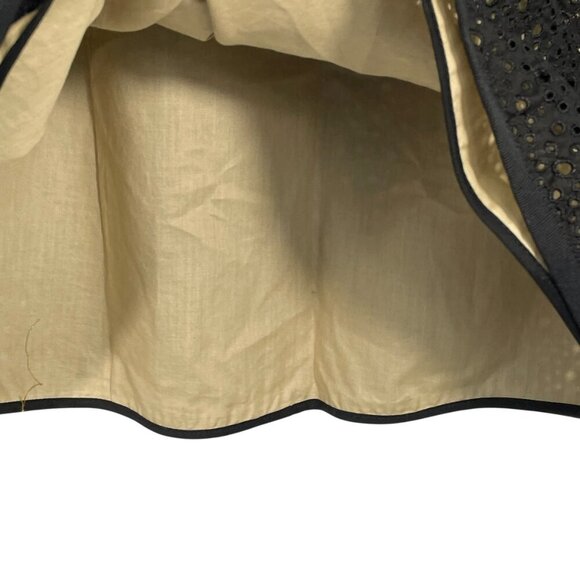 Lida Baday Black Eyelet Overlay Pleated Mini Skirt Size 4 Designer Quiet-Luxury - Picture 9 of 14